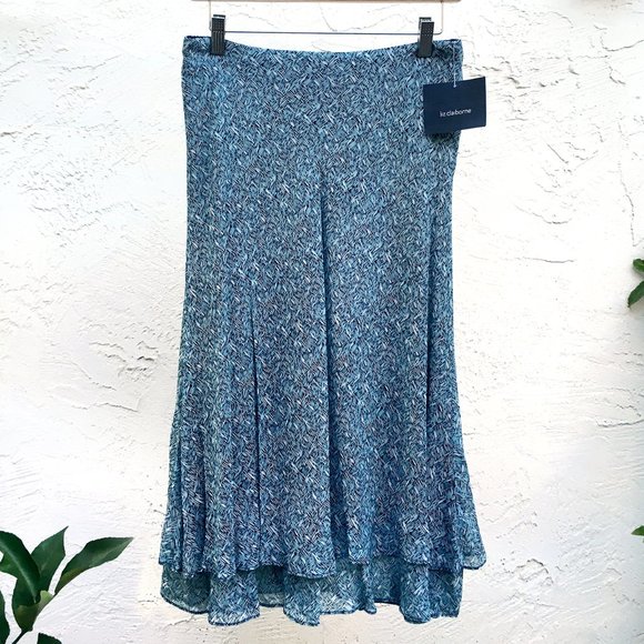 Liz Claiborne Layered Chiffon Skirt in Muted Blue - Picture 2 of 7